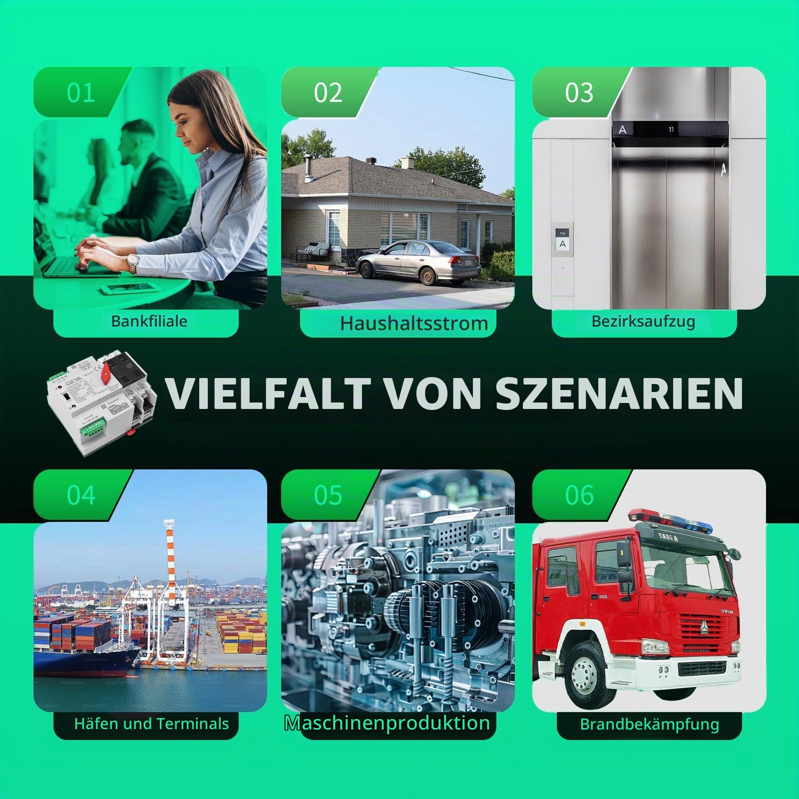 W2R 2P 100A 220V ATS Automatischer Netzumschalter für Photovoltaikanlagen, Haushalte und Industrieanlagen