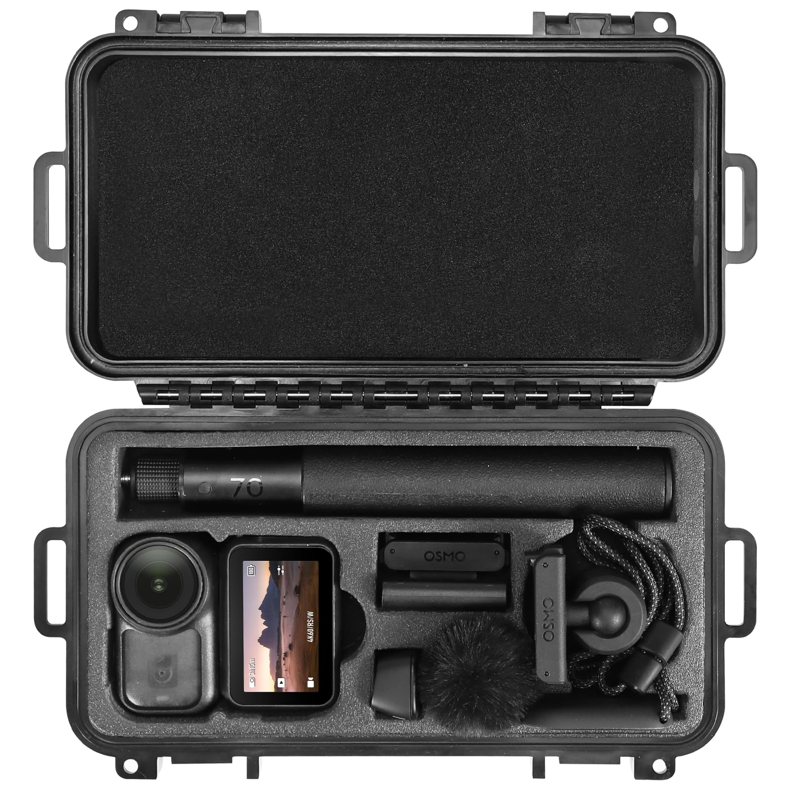 AMAZEAR Transportkoffer für DJI Osmo Nano Zubehör - Hartschalen Schutz Koffer aus Eva + ABS, Wasserdichter Aufbewahrungsbehälter für Reise & Einfaches Tragen, Standard Combo und Zubehör – Schwarz