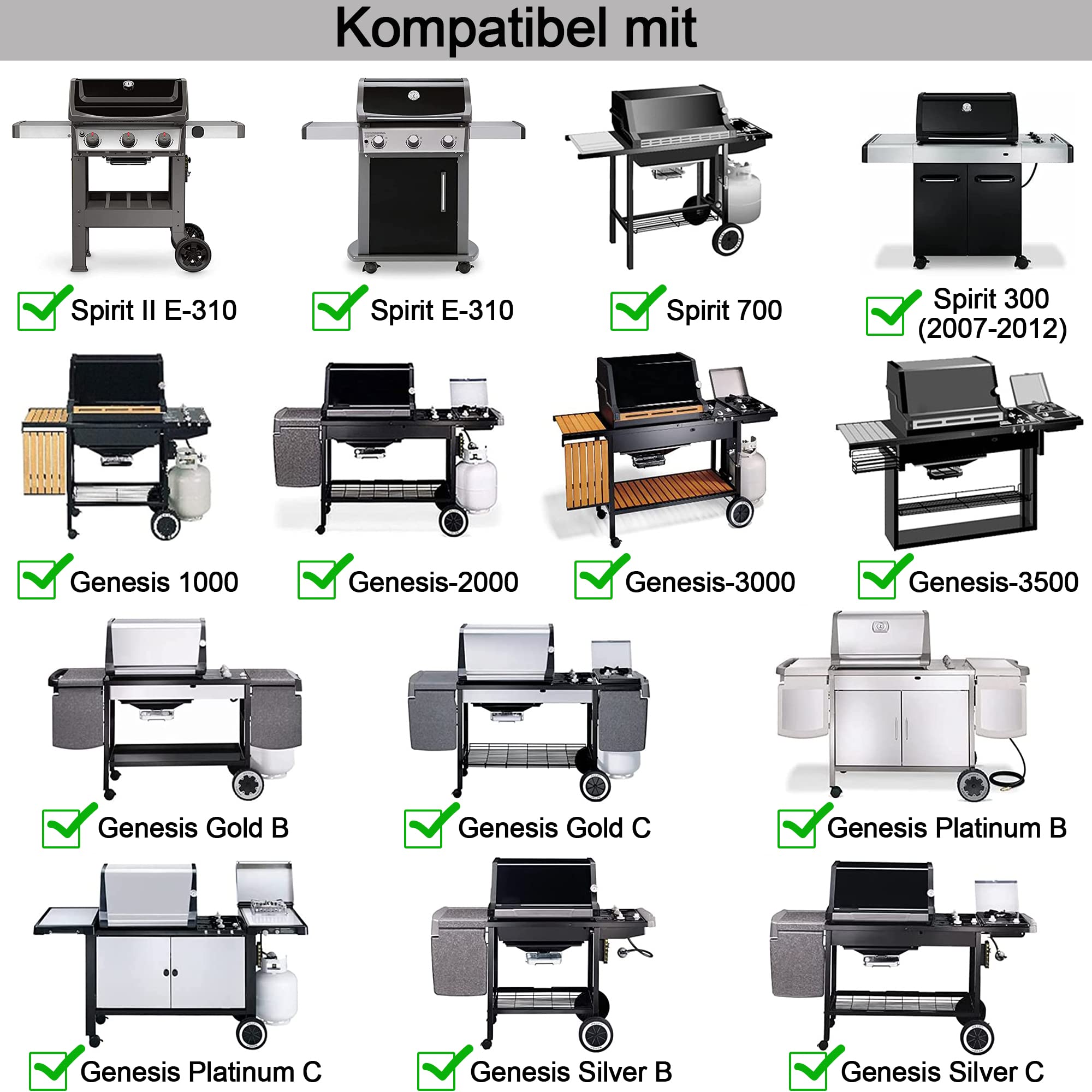 7639 Griglia per Weber Spirit I & II E/S 310, 320, 330 (con pomelli anteriori), Spirit 700, 900, Genesis Silver/Platinum/Gold B&C, ricambio in acciaio inox per Weber 7638 7525 7527