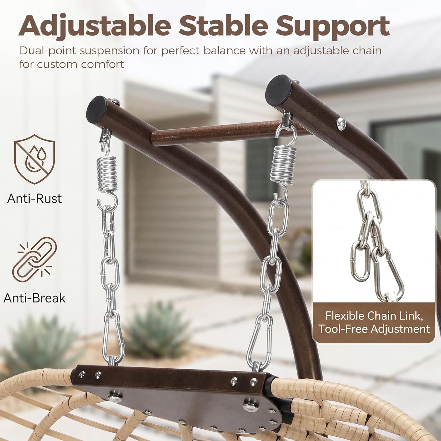 BULEXYARD 2 Person Hanging Egg Chair with Stand, Extra Large Wicker Patio Hammock Loveseat Swing, Oversized Cushioned Double Swing Chair for Indoor Outdoor Garden Balcony Backyard, Beige