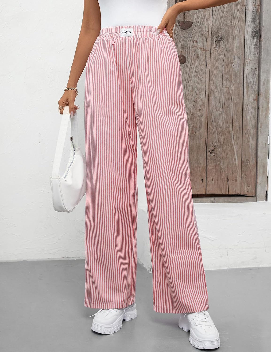 LOMON Womens Striped Gingham Boxer Pants Spring Summer Pajama Lounge Bottom image 3