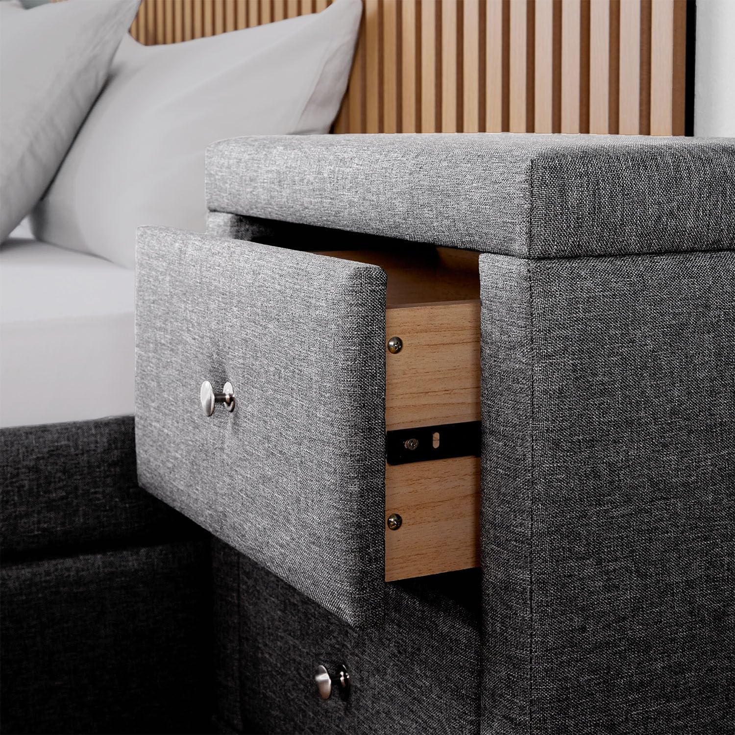 Nachtkastje Met Lade, Eindtafel, Nachtkastjes, Modern Nachtkastje Met Open Opbergplank, Houten Nachtkastje Met 2 Verdiepingen, Kleine Nachtkastjes Voor Slaapkamers (Color : Brown, Size : A