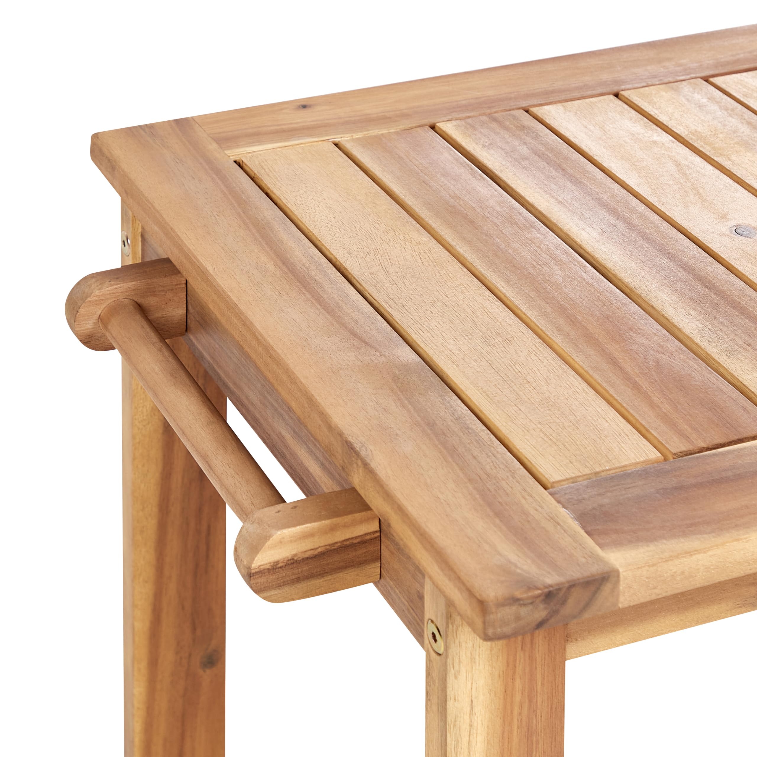 Beliani Carrito de Servicio de jardín Carrito de té con Ruedas de 2 Niveles de Madera de Acacia certificada con Soporte para Botellas marrón Claro Sassari II