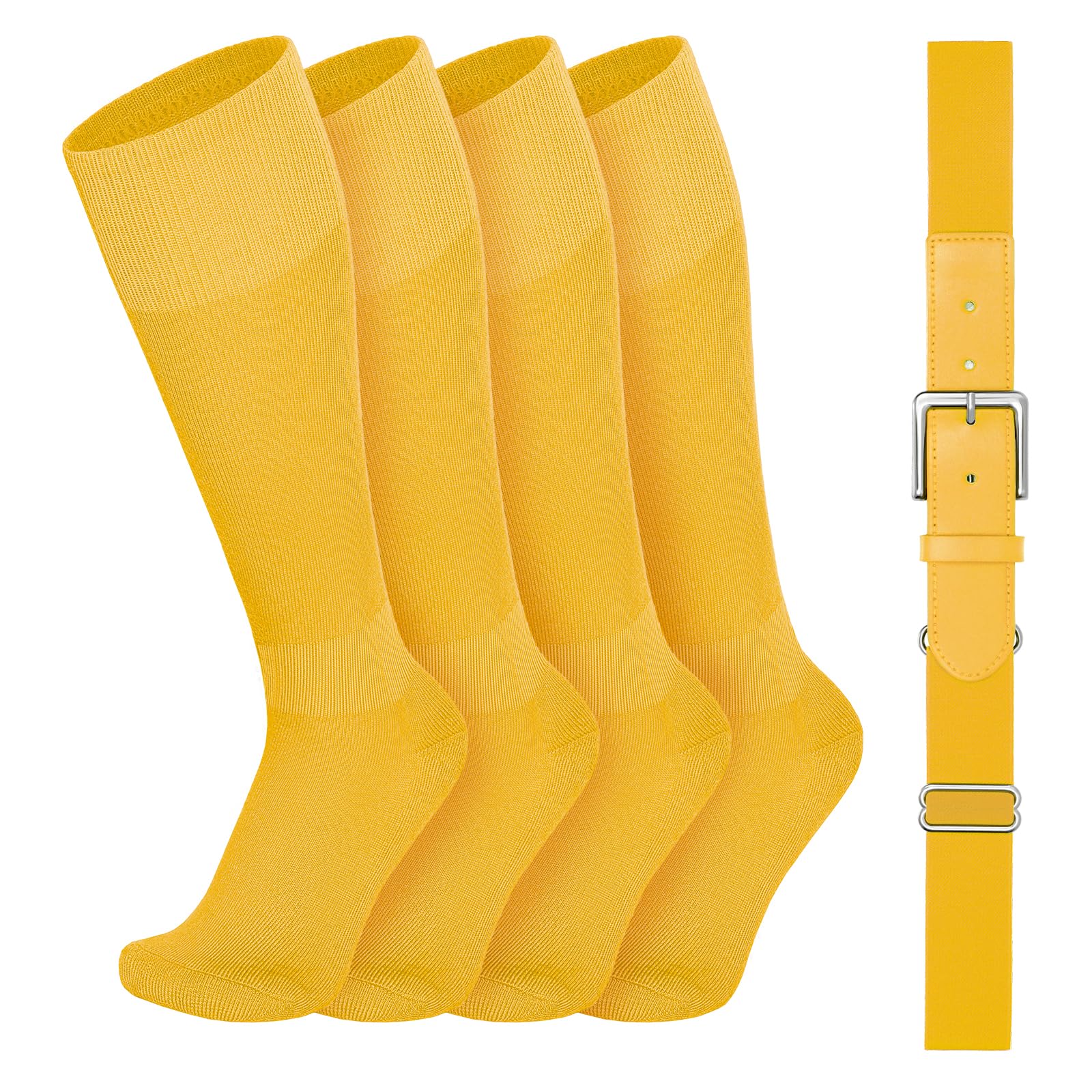 VONMELLI Youth Baseball Belt and Socks Combo, Elastic Softball Belts and Socks for Boys and Adult (2 Pairs of Socks &amp; 1 Belt)
