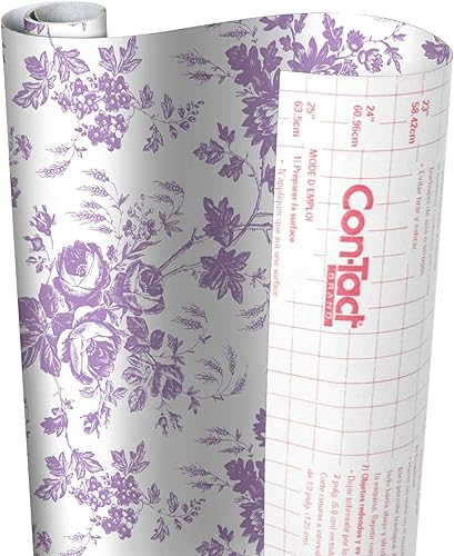 Con-Tact Brand Cubierta creativa, forro autoadhesivo para estantes, rollo de vinilo multiusos, fácil de usar y aplicar, 18 x 16 pies, lavanda Toile