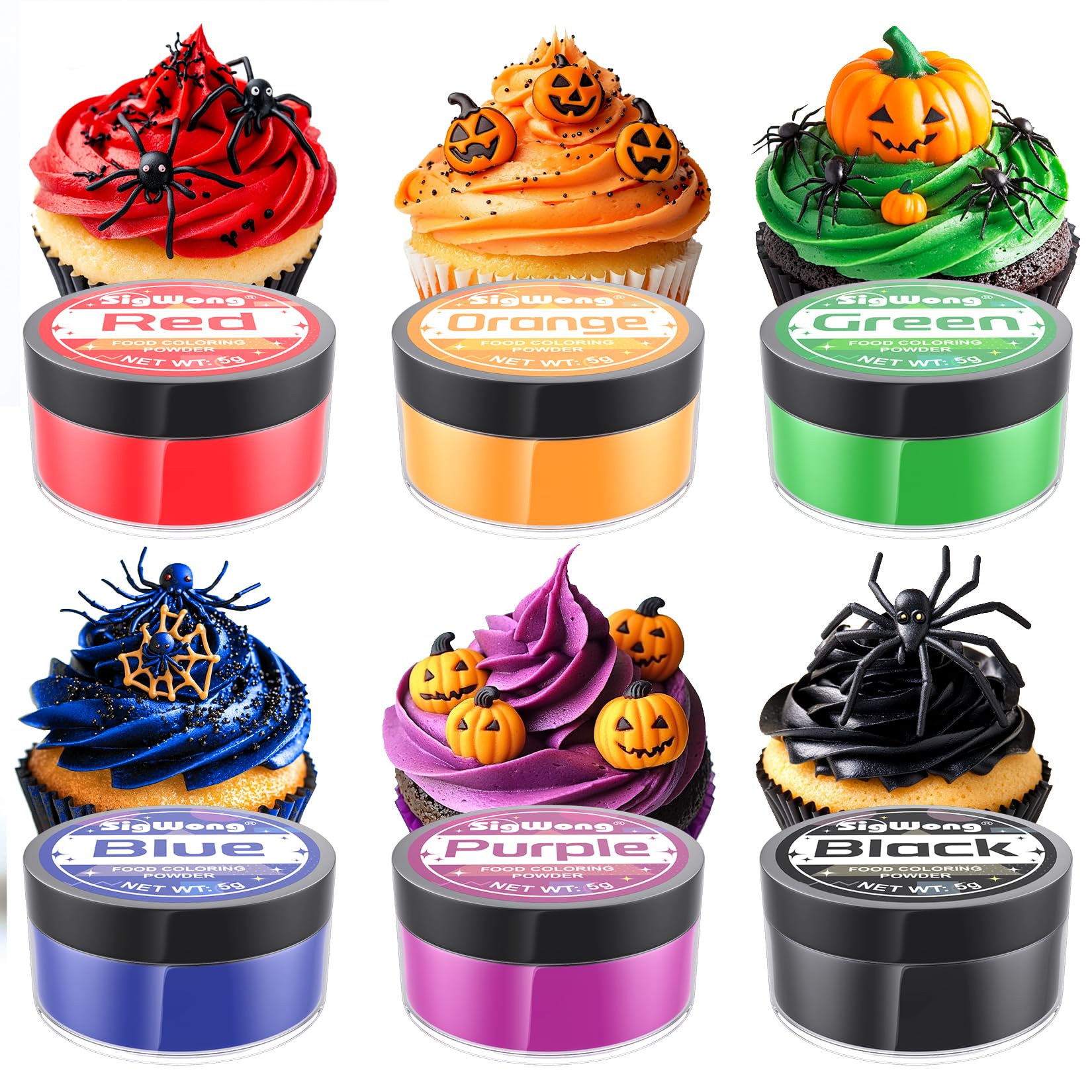 Food Coloring Powder - 6 Colors Vibrant Powdered Edible Food Coloring, Upgraded Food Grade Food Dye Powder for Baking, Cake Decorating, Cookies, Icing, Cooking, Slime Making Kit and DIY Crafts -