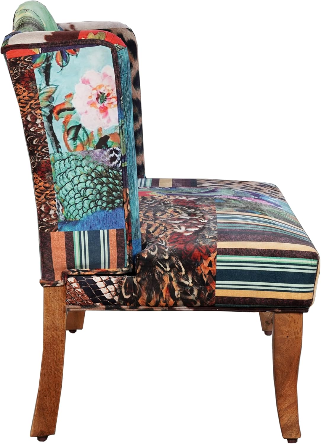 Benzara Vesta Bird Collage Print Settee, Multicolor