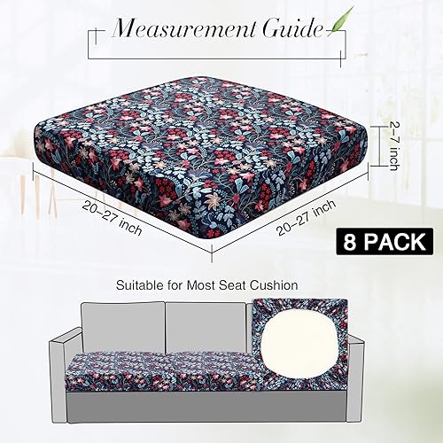 Miniatura 73 de Newwiee Funda de cojín, para cojín de asiento de sofá o sillón, 8 unidades, elástica, para sofá, muebles de patio y exteriores, de repuesto, suave