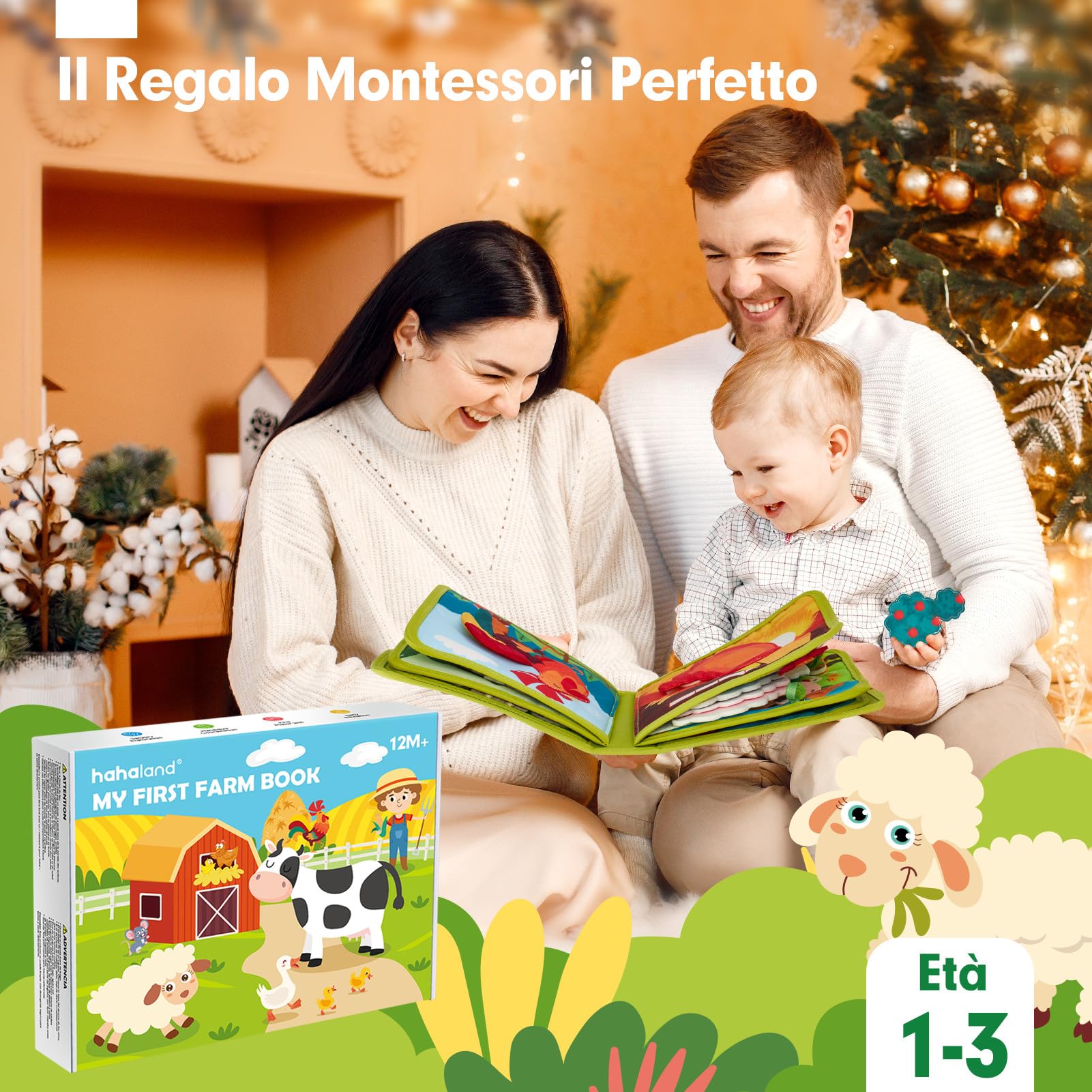 hahaland Busy Board Montessori Libro Interattivo 1 Anno - Quiet Book Sensoriale Educativo - Giochi Montessori 1 2 3 Anni Tavolo Pannello di Feltro attività Valigetta Didattici Regalo Bimbo