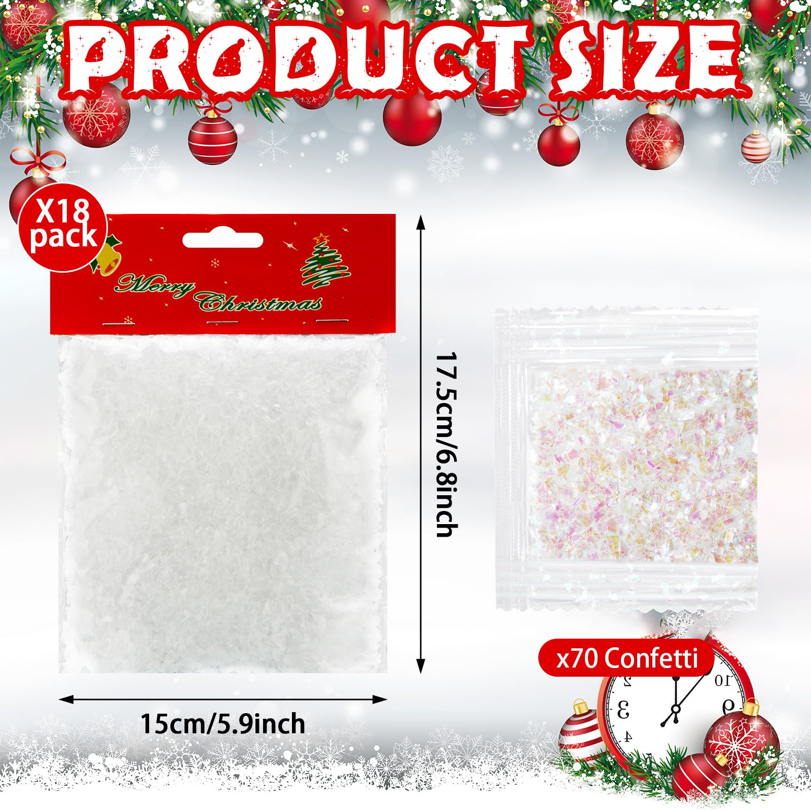 Künstliche Schneeflocken für Weihnachten, glitzernd, Puderfüller, Weihnachtsschnee, Dekoration, Basteln, funkelnder Schnee für Weihnachtsfeierzubehör (bunt, 963 ml)