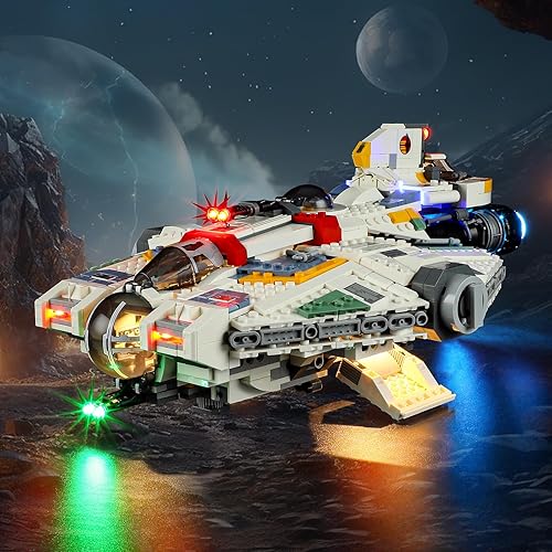Vaodest Juego de luces LED para Lego Star Wars Ghost & Phantom II 75357, diseño y configuración compatibles con el modelo 75357 (solo luz LED, no