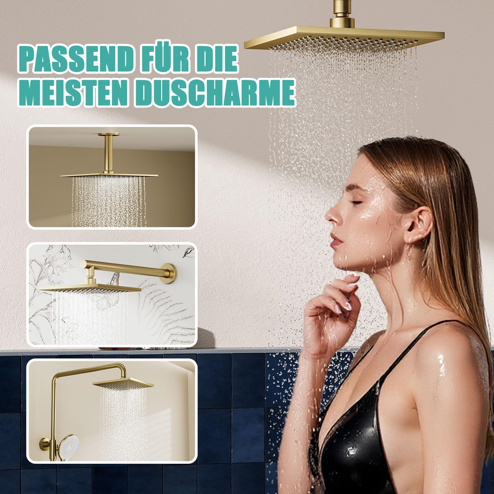 Rociador Ducha Efecto Lluvia con Filtro Antical Alcachofa de Ducha Grande de Acero Inoxidable, 360° Giro, Conexión G1/2 - Diseño Moderno para Baño, Piscinas