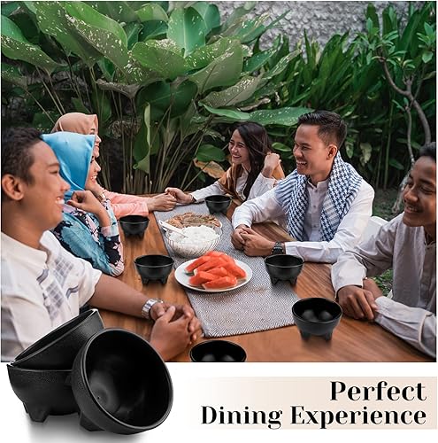 Miniatura 7 de Zubebe Juego de 48 cuencos de salsa negra de 13.5 onzas, plato de molcajete mexicano de guacamole de 4.9 pulgadas de diámetro, cuencos de plástico
