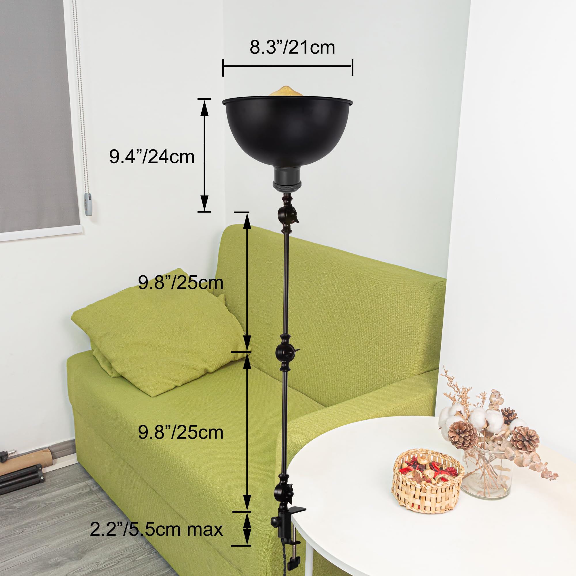 Lampada a morsetto retrò, 1 confezione di lampada da lettura con cavo da 2,5 m, dimmerabile, lampada da comodino, lampada da scrivania per ufficio, uso domestico, attacco E27 DZ0148