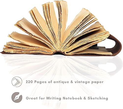 Miniatura 5 de cuero Diario vintage de cuero con brújula, diario encuadernado a mano con borde de cubierta, cuaderno de bocetos de cuero, gran regalo para hombres