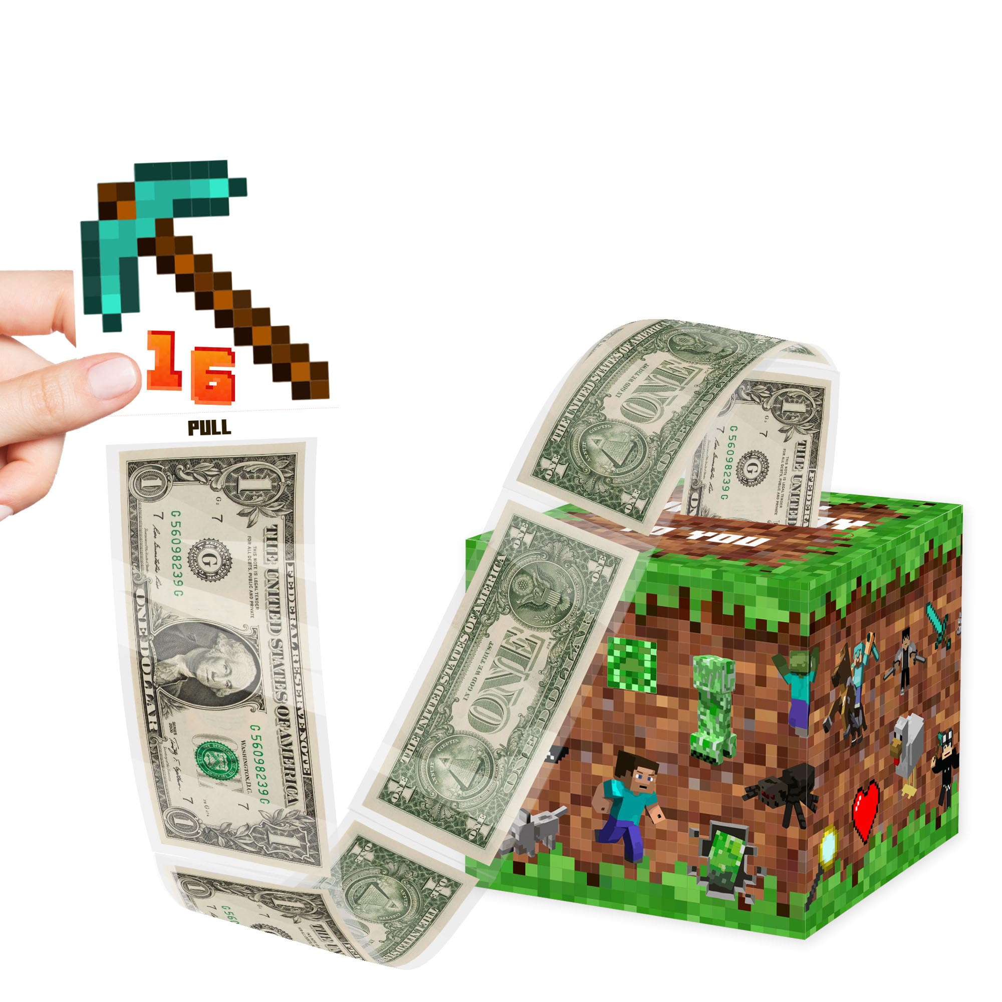 Surprise Money Box Gift Pull - Happy Birthday Money Box for Cash Gift Set Included 100Pcs Transparent Bags, Fun Birthday Gift for Friends, Game Lover Birthday Gifts for Women Men