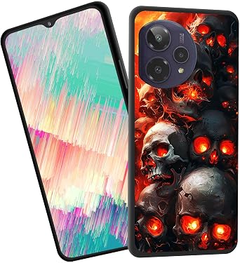 for Cricket Icon Plus 2026 Case,Slim Shockproof TPU Soft Rubber Silicone Cover Phone Case for Cricket Icon Plus 2026,Magic Red Fire Skull