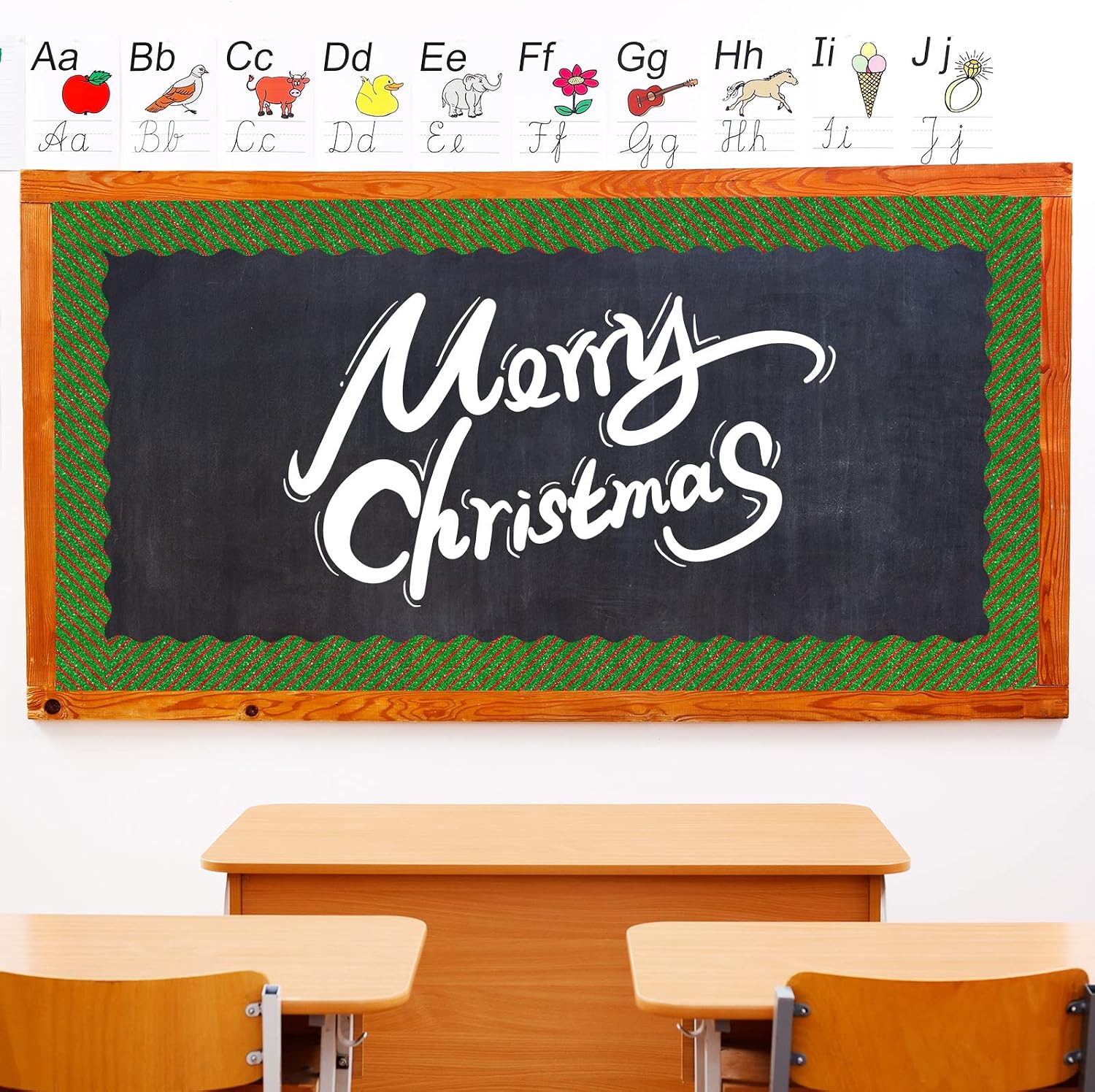 Whaline 69Ft Christmas Glitter Bulletin Board Borders 5 Designs Shine Stripe Dot Red Green Gold Merry Christmas Decoration Trim Bulletin Board Stickers for School Classroom Office Party Decoration