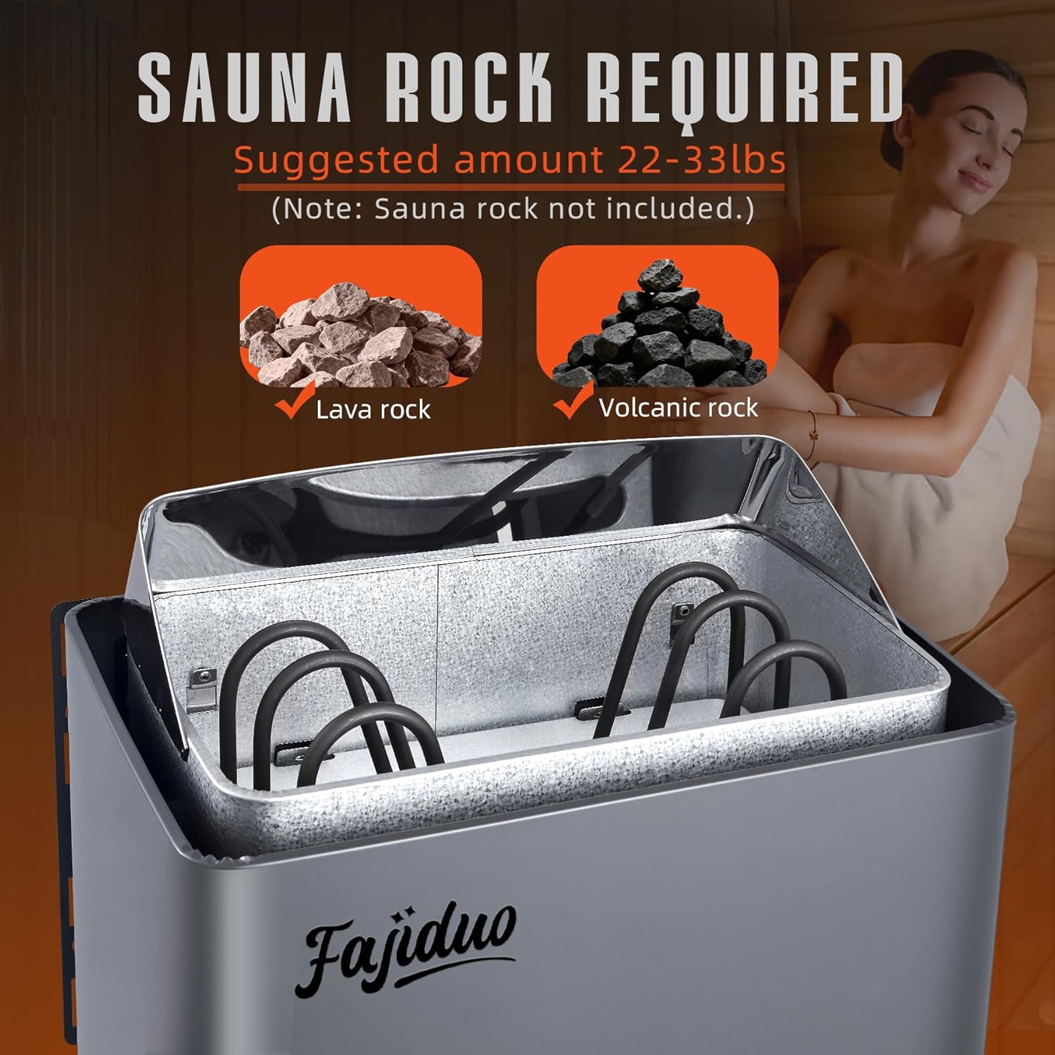 Sauna Heater, 3KW 110V Electric Sauna Stove with Bracket, Adjustable Temp & 3H Timer Dry Sauna Heater for 71-141Cu.ft Saunas Rooms, Home Sauna, Commercial