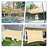 TANG 14' x 18' Sun Shade Sail Rectangle Outdoor Canopy UV Block Sunshades for Patio, Square Shade Cloth for Backyard Porch Deck Garden Pergola Cover, Beige