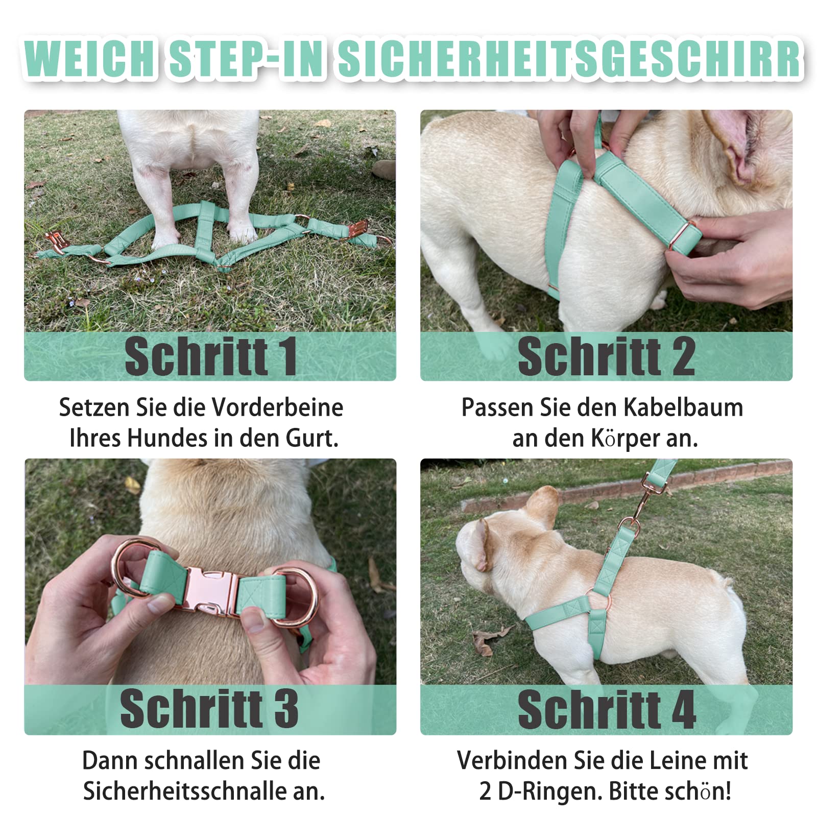 Imbracatura Per Cani In Pelle Con Manico, Imbracatura Anteriore Y - Foto 4