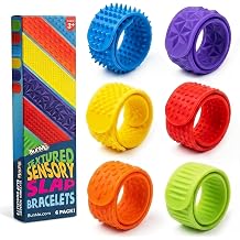 BUNMO Textured Sensory Slap Bracelets for Kids, 6 Pack Silicone Fidget Bracelets for Boys and Girls, Wearable Sensory Bracelet Toy for Everyday Play, Ages 3+