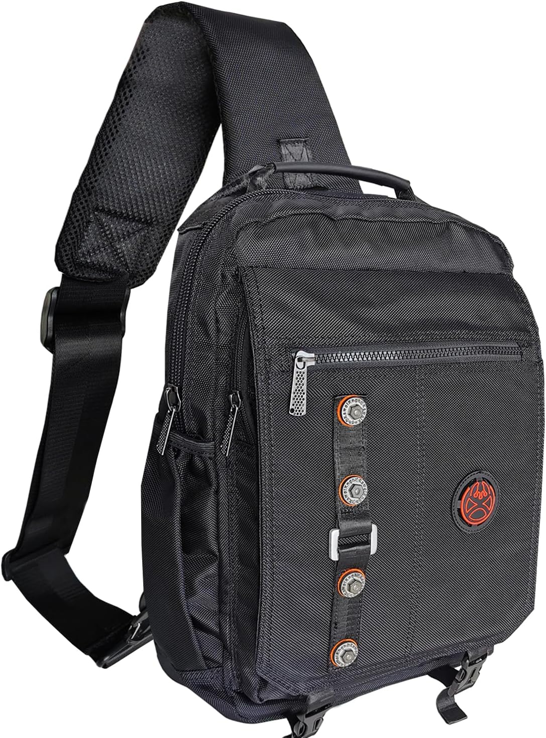 Kawei Knight Large Sling Bag Laptop Backpack Cross Body Messenger Bag Shoulder Travel Rucksack (C- Black)
