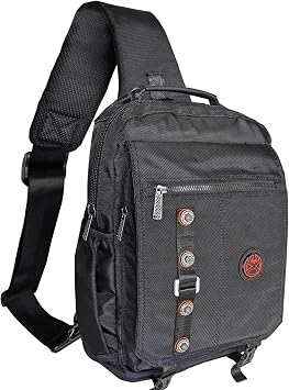 Large Sling Bag Laptop Backpack Cross Body Messenger Bag Shoulder Travel Rucksack C- Black