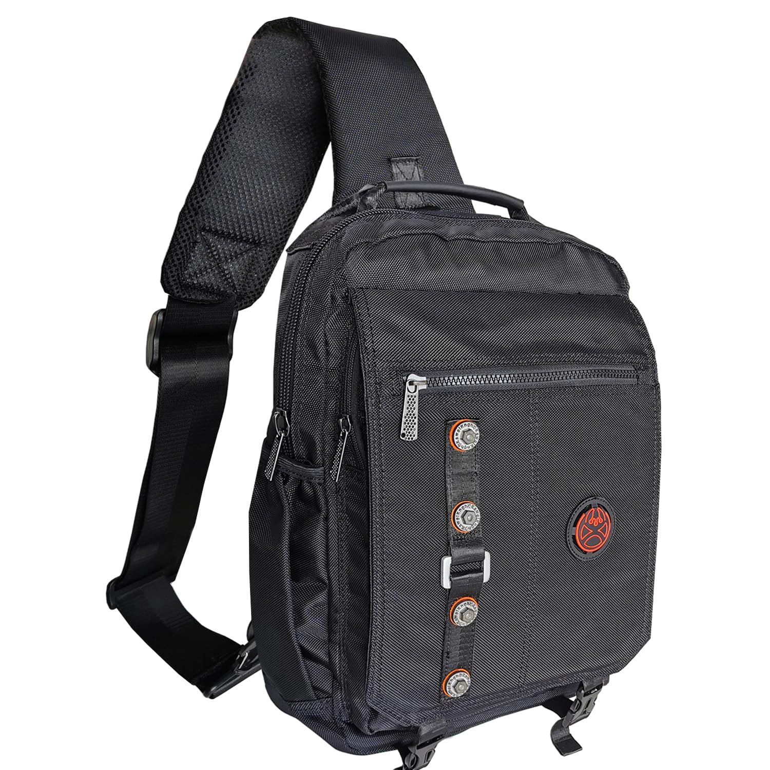 Large Sling Bag Laptop Backpack Cross Body Messenger Bag Shoulder Travel Rucksack (C- Black)