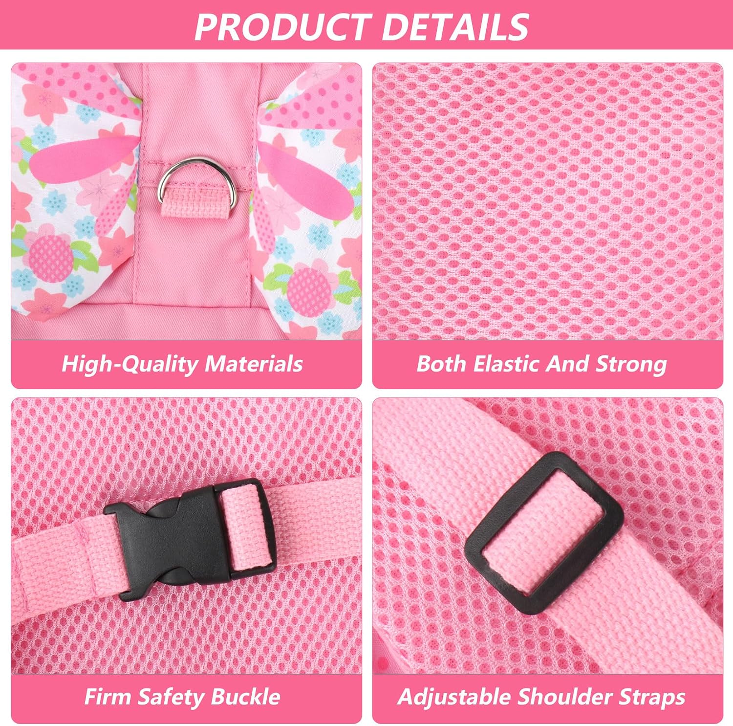 1 Pack Pink Butterfly Wings Baby Reins for Walking, Baby Reins - Mise en situation et utilisation