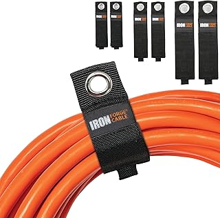 Iron Forge Cable Extension Cord Wrap Organizer, 12 Piece Multi-Pack - 2 Pieces of Medium, Large, and XL Hook and Loop Hanger Wraps Up to 50 lbs