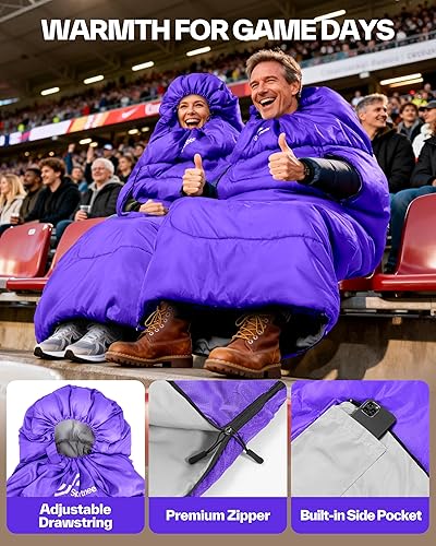 Miniatura 4 de Sportneer Saco de dormir portátil de 0 grados para adultos y niños - Caminable con cremalleras en los brazos, impermeable y cálido, compacto para