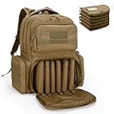 DSLEAF Tactical Pistol Backpack with 6 Pistol Cases, Gun Range Backpack with 10x Magazine Slots for Shooting and Hunting
