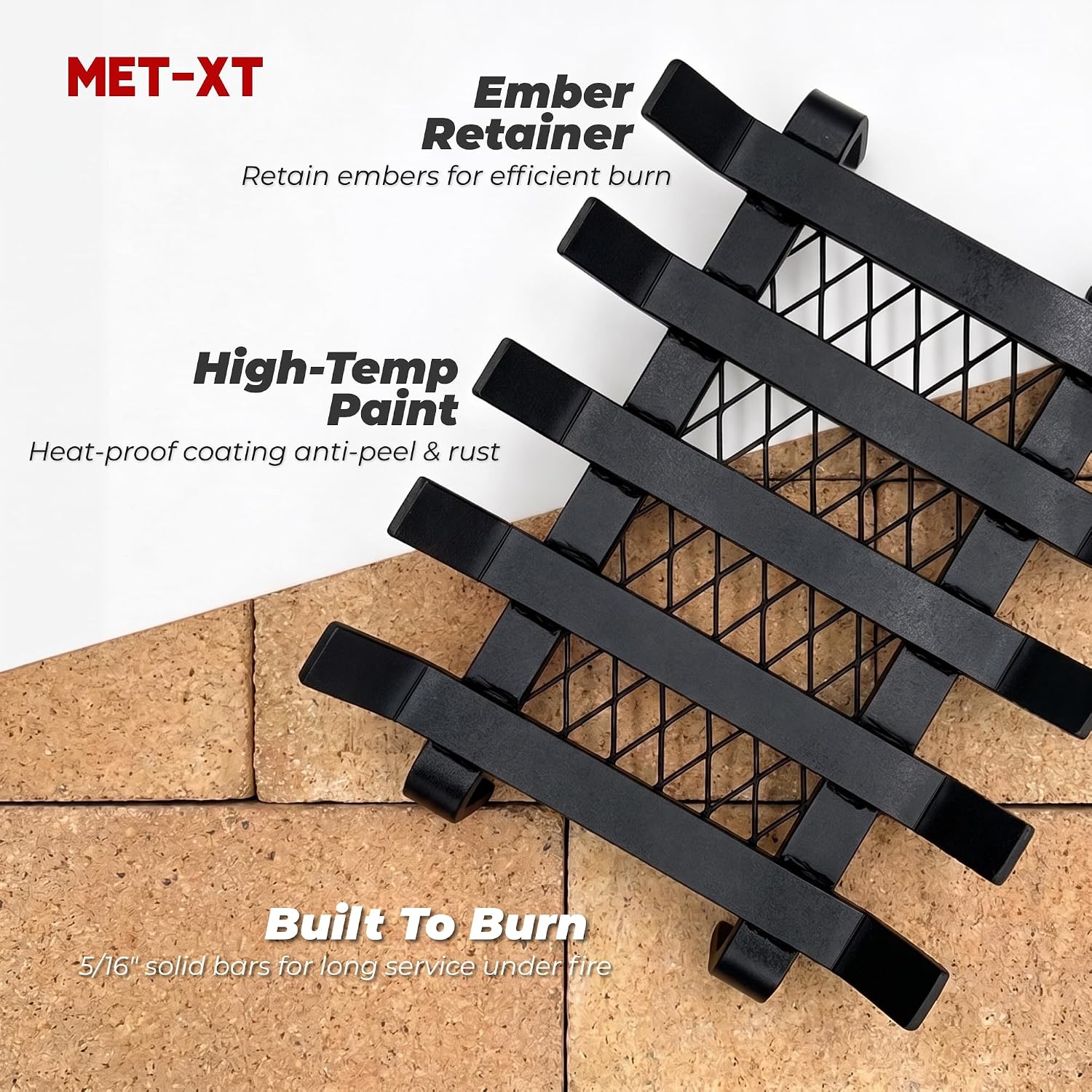 Fireplace Grate, Wood Stove Grate with Ember Retainer 13 Inch