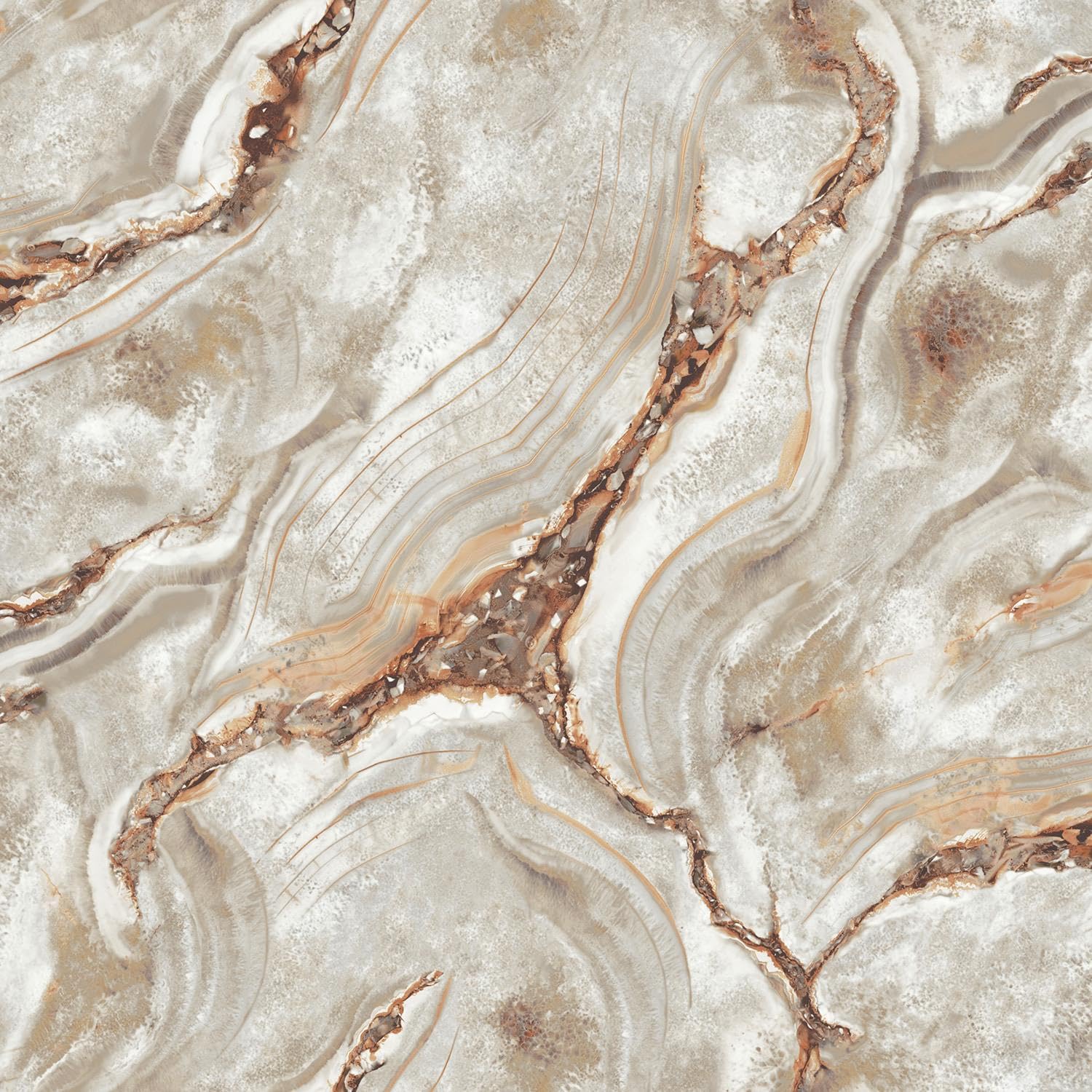 Palmetto Agate Marble Wallpaper - Rust Taupe Gold - Metallic Effect Textured Modern Luxury Heavyweight Vinyl