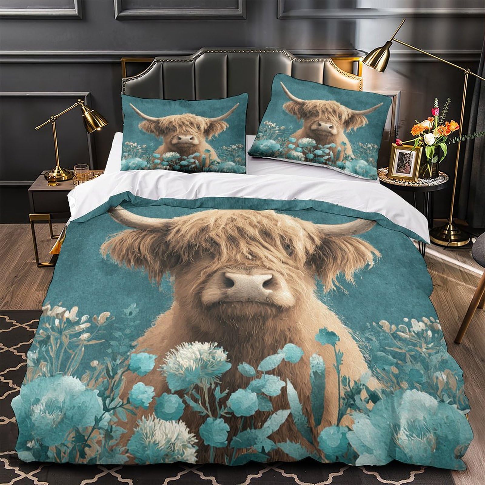 Housse de couette 220x240 cm ultra douce anti-acarien pour literie King Size