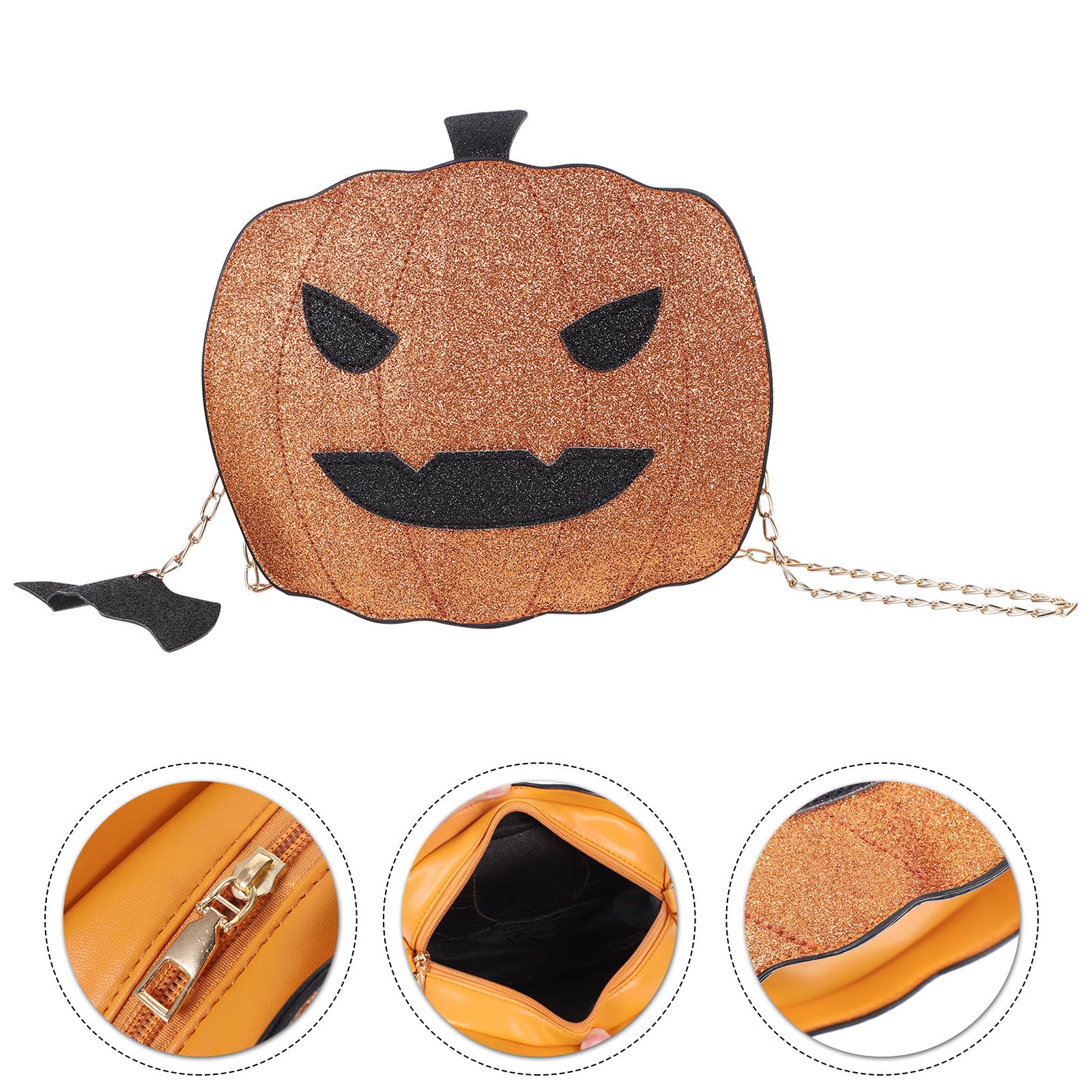 Halloween Kürbis Crossbody Tasche Damen Leichte PU Schultertasche mit Verstellbarem Tragegurt und Cartoon Teufel Motiv