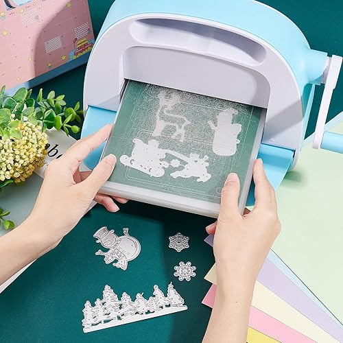 Miniatura 4 de GLOBLELAND Plantilla de estampado de muñeco de nieve de Navidad, trineo de Papá Noel, copo de nieve, acero al carbono, troquelados para tarjetas de