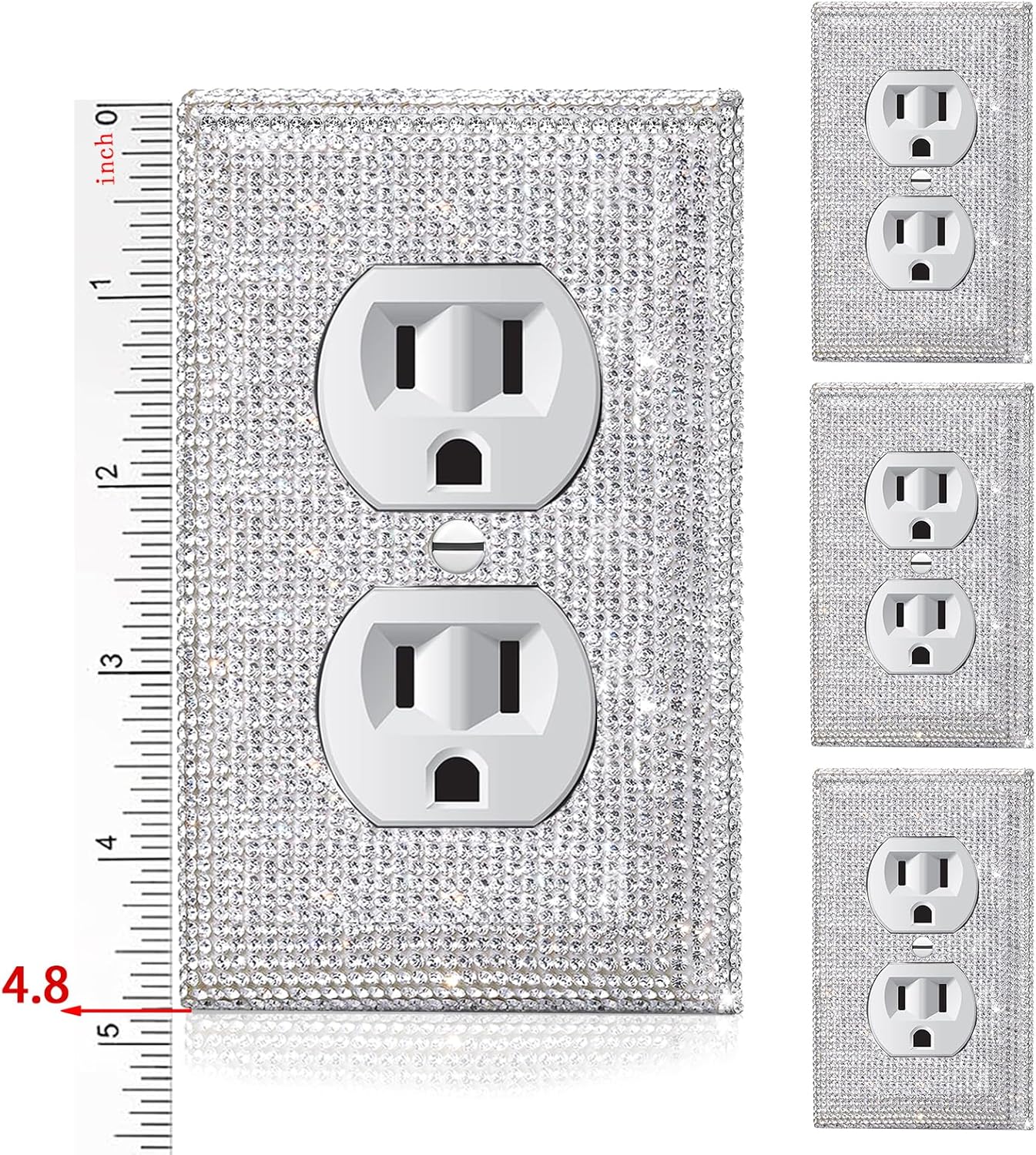 Gaocai Shiny Rhinestone Switch Plates & Outlet Covers - 4.8" X 3.14" Wall Plate Outlet Covers - Decorative Light Switch Cover