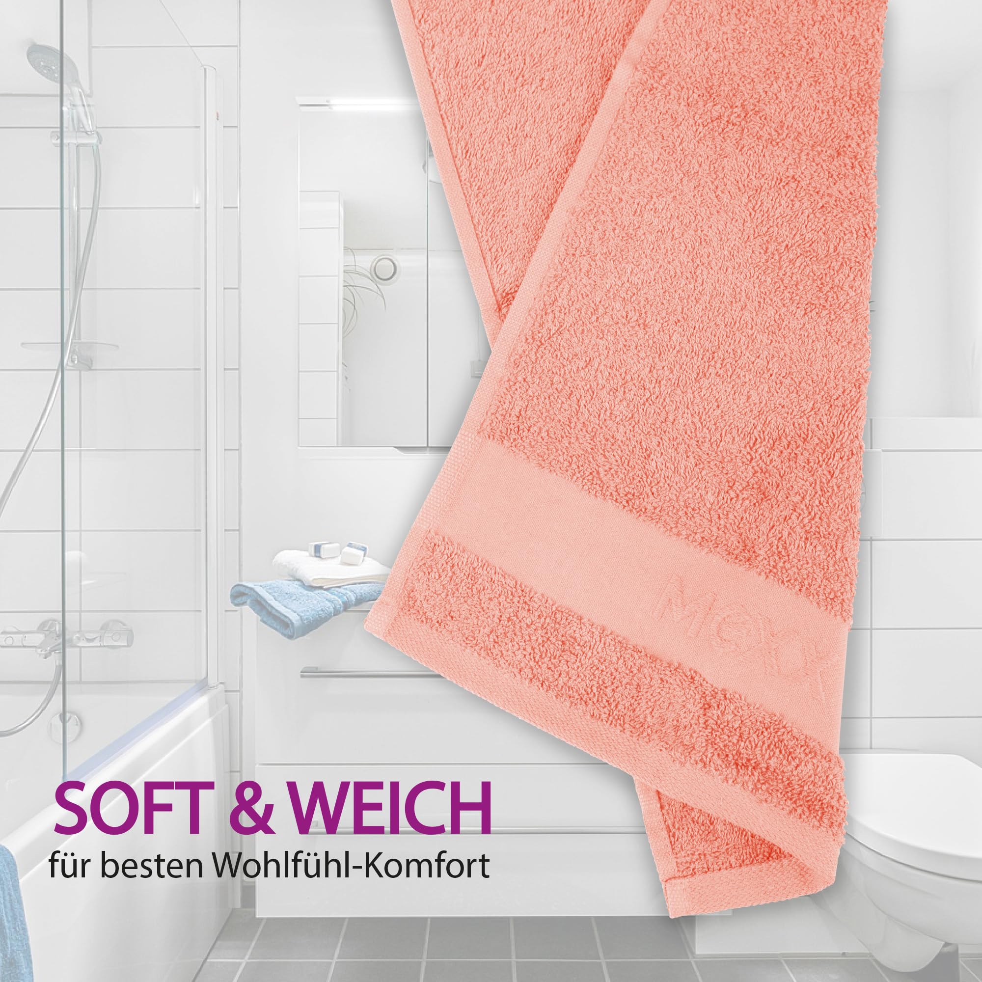 Bestlivings Mexx ręcznik dla gości (4-pak/brzoskwiniowy róż) 50 x 30 cm, 100% bawełna – Öko-Tex, ręcznik wysokiej jakości 450 g/m², super chłonny, szybkoschnący