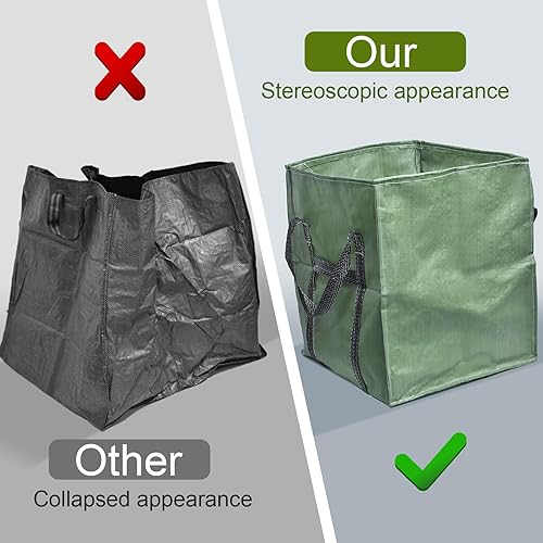 Miniatura 5 de Paquete de 2 bolsas de basura reutilizables de 40 galones, bolsa plegable de alta resistencia para hojas de jardín, bolsas de basura, contenedor de