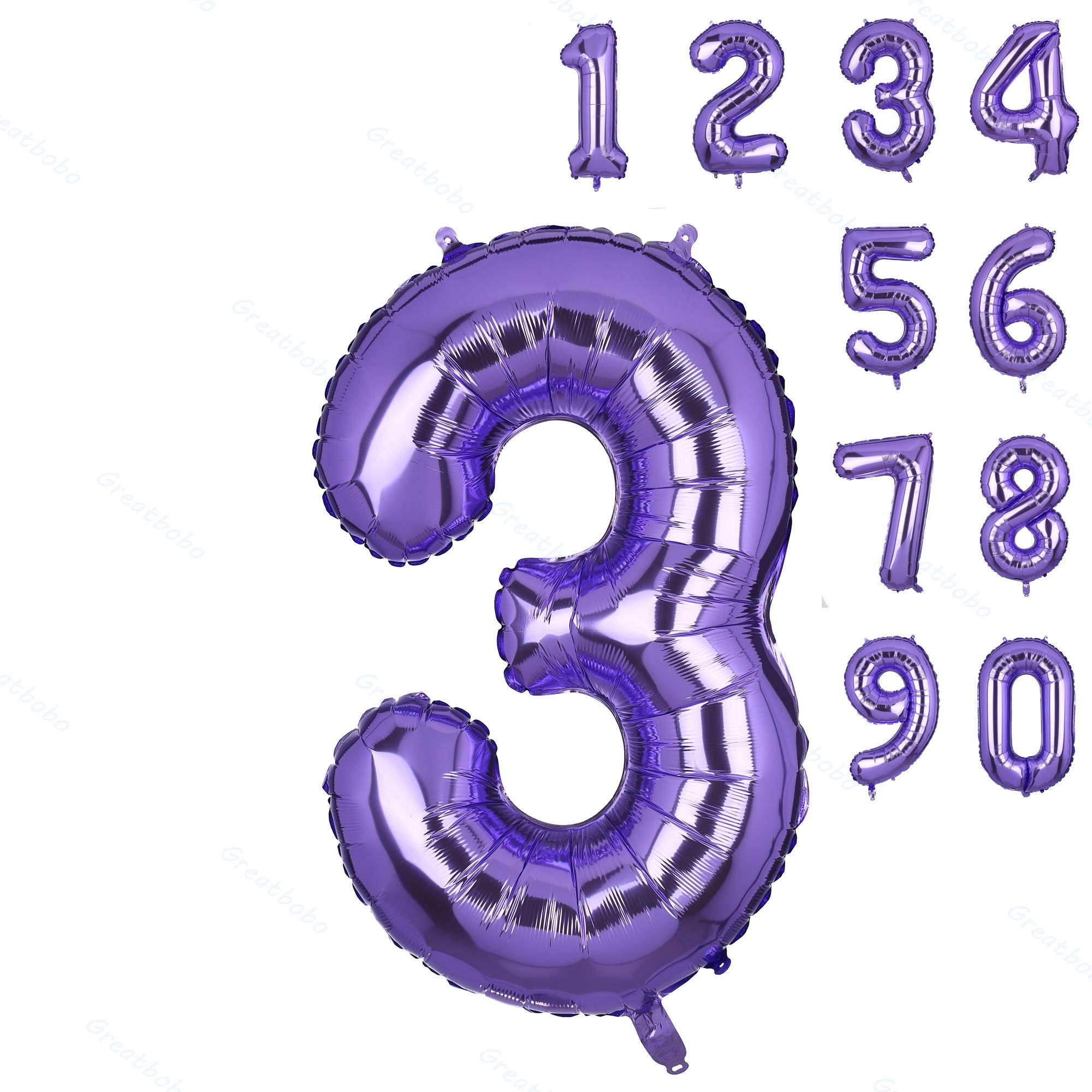 40 Inch Number 3 Balloons Big Purple Number Helium Foil Birthday Party Decorations Digit Balloons Mermaid Theme