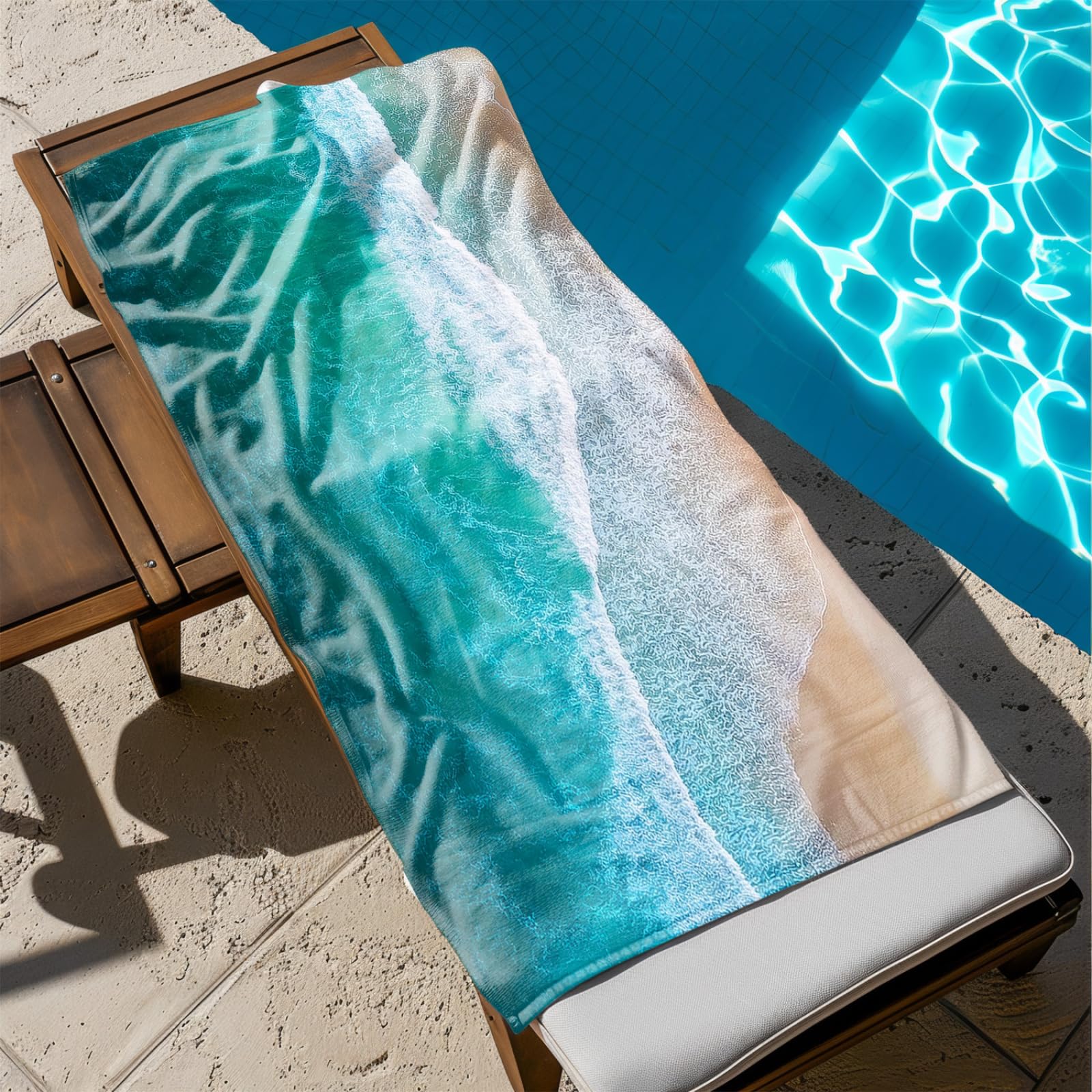 Genérico Toalla Playa Grande Playa Onda Verde Microfibra Secado Rápido Oversize Toalla Sin Arena Súper Ligera Piscina Camping Picnic Yoga Gimnasio Y Deportes Viaje