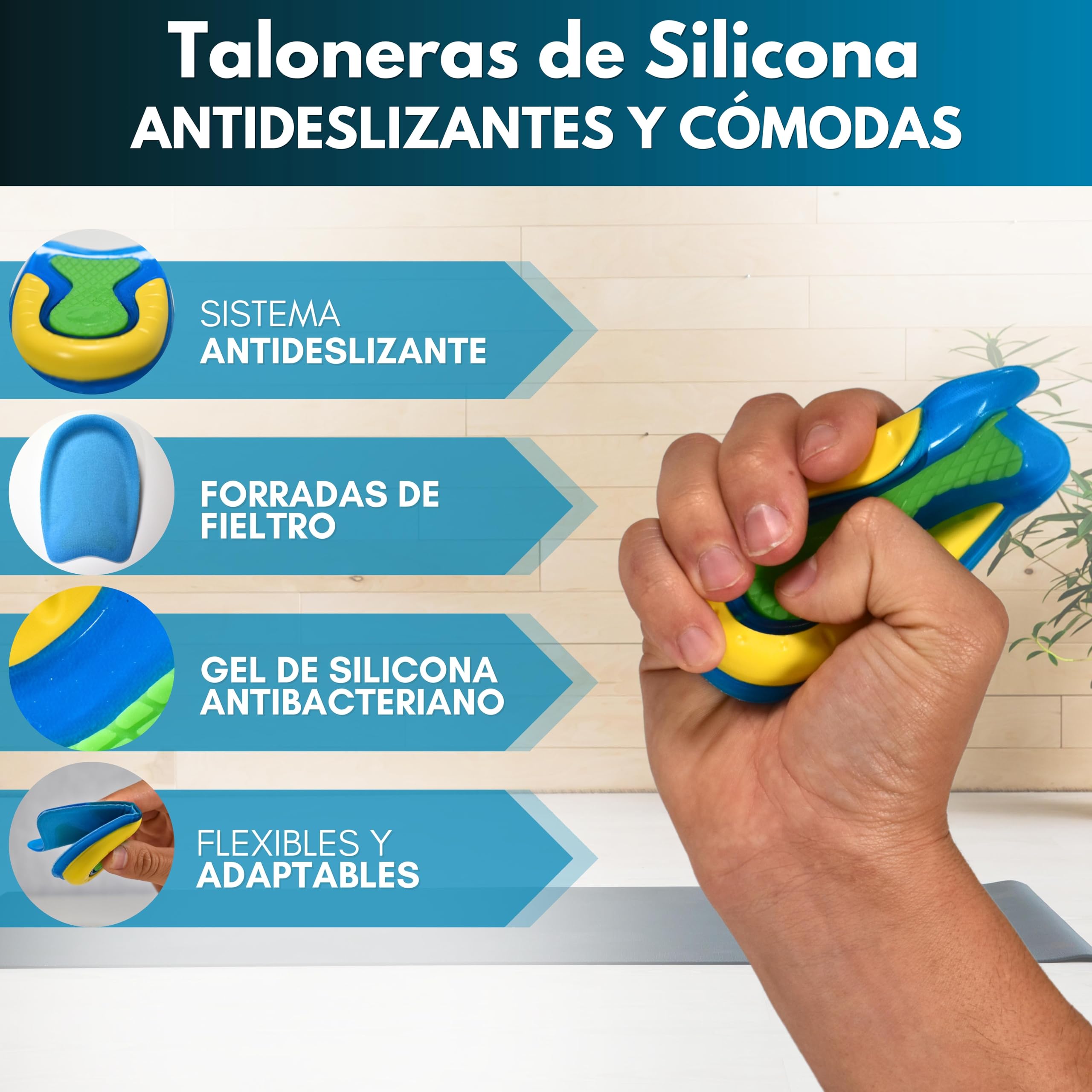 Pack de 4 Taloneras para Corregir la Fascitis Plantar y Espolón Calcaneo - Plantillas de Silicona para Hombre y Mujer - Pantilla de gel para espolones - Unisex
