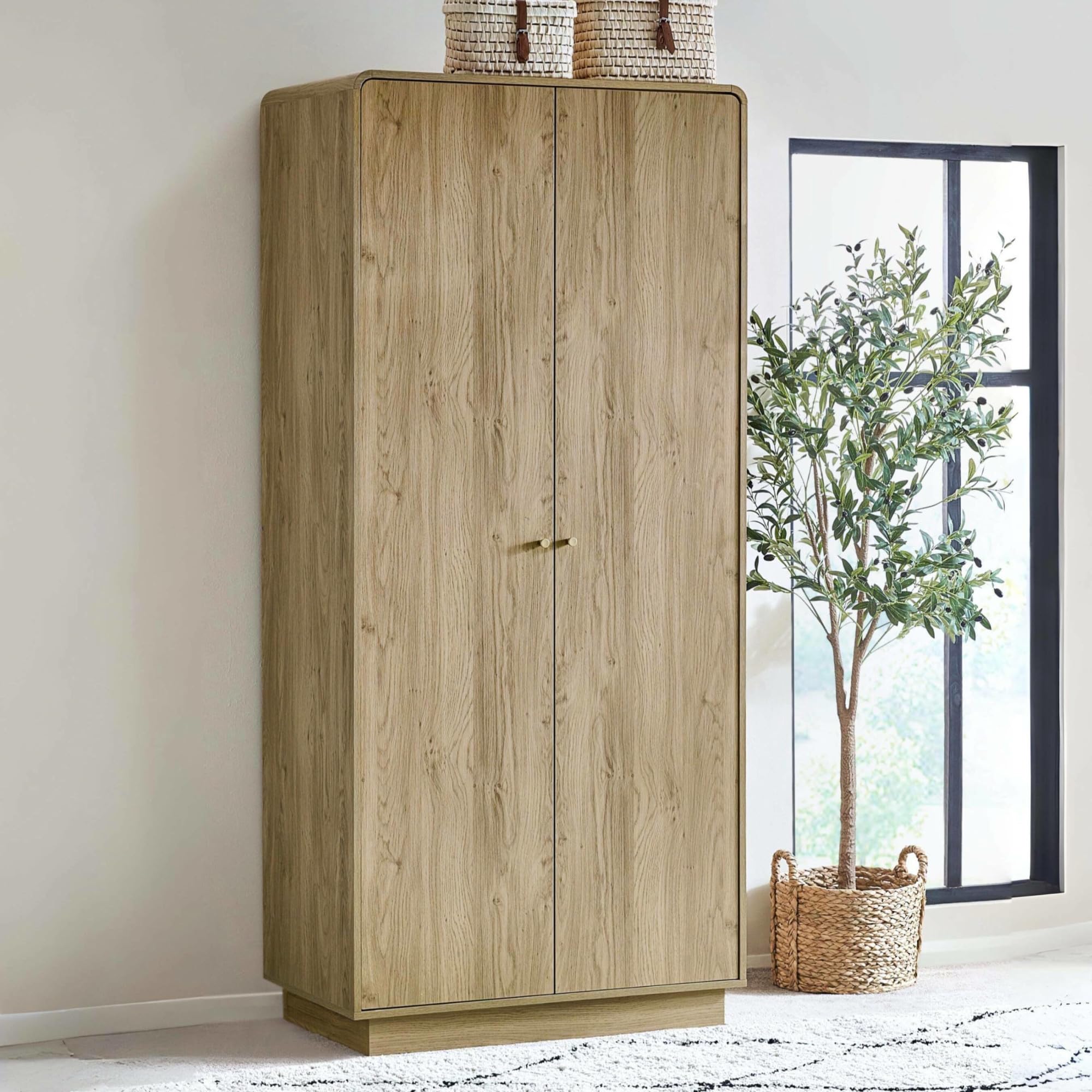 Julian Bowen - Ingrid 2 Door Wardrobe - Oak - Cream - 202 x 90 x 55cm