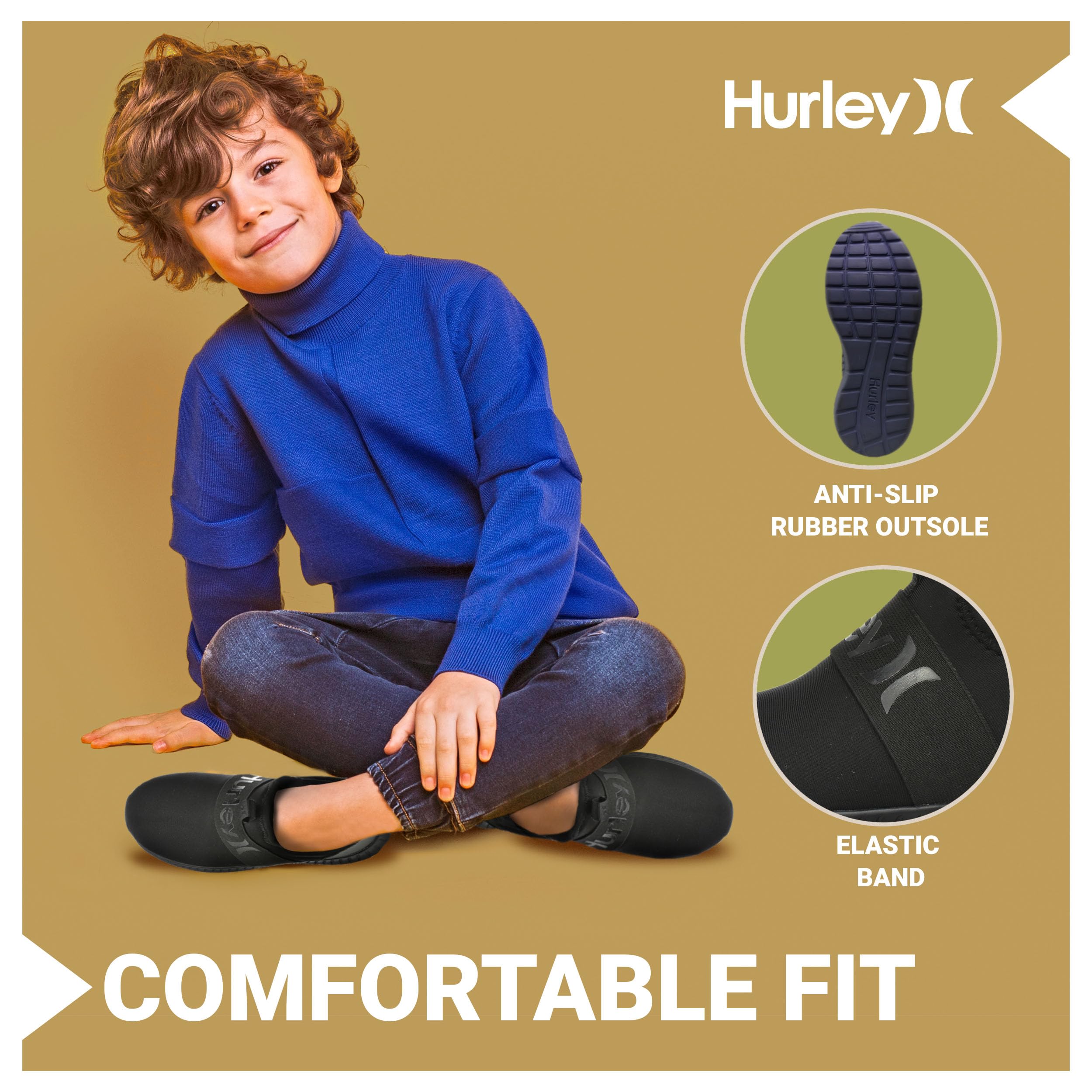 Hurley Camby - Scarpe da ginnastica leggere senza lacci, per camminare, basket, tennis, da corsa, traspiranti, per ragazzi e ragazze, con soletta imbottita e suola in gomma antiscivolo