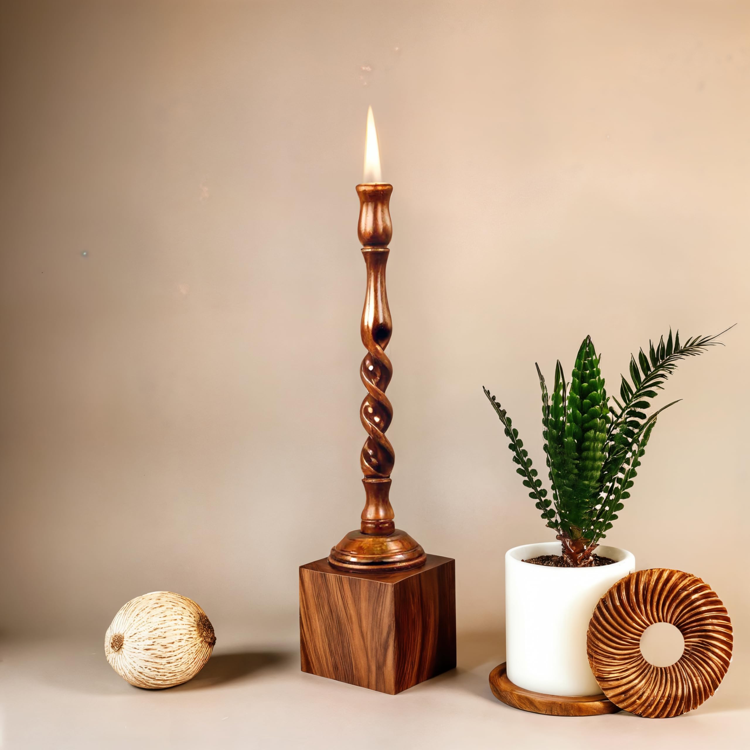 Vintage Brown Handcrafted Candle Stick Holder | Light Holder Home