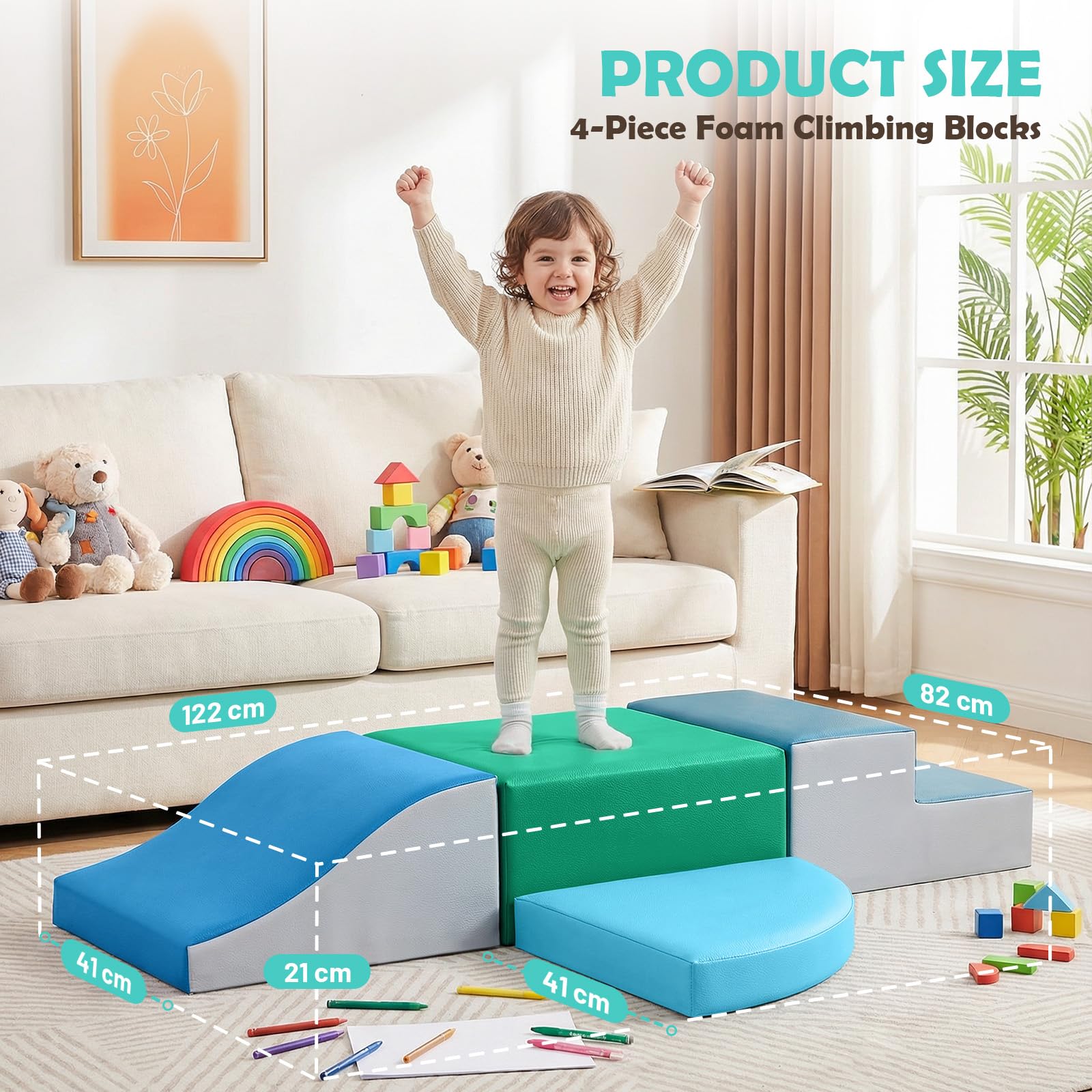 JungleDove 4-Pieces Climbing Toys for Toddlers: PU Leather Soft Play Set - Image 2