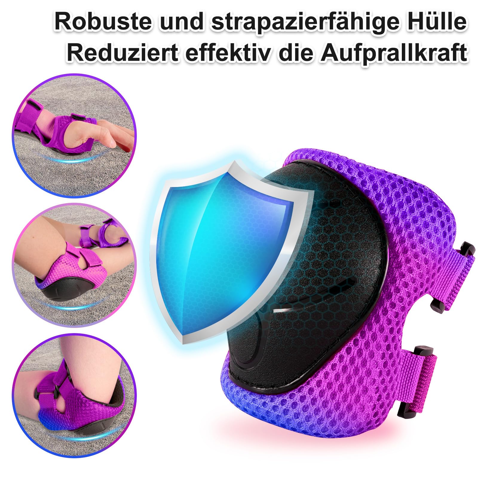 Knieschoner Kinder 3-14 Jahre,6-TLG.mit Ellbogen- und Handgelenkschutz passend für Jungen und Mädchen,Kinder Knieschoner Set für Inliner Skates Scooter Fahrrad Rollschuhe