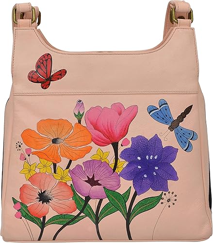 Miniatura 7 de Anna by Anuschka Obra de arte original pintada a mano cuero auténtico cartera de triple compartimento